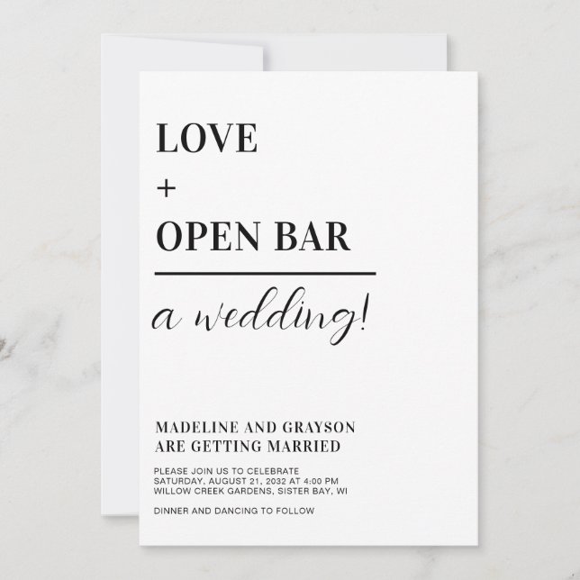 Funny Typography Black White Casual Wedding Invitation (Front)