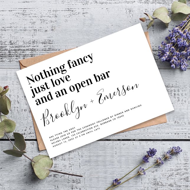 Funny Typography Black White Wedding Invitation (Invite friends and family to your wedding with this funny, modern minimalist wedding invitation )