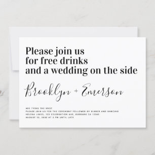 Funny Typography Black White Wedding Invitation
