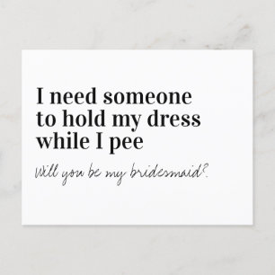 Funny Typography Bridesmaid Proposal Announcement Postcard
