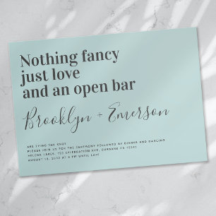 Funny Typography Duck Egg Blue Wedding Invitation