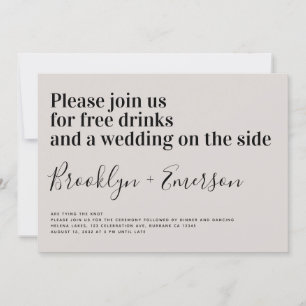 Funny Typography Ecru Wedding Invitation