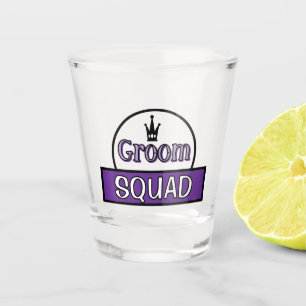 Funny typography "Groom squad" personalised text  Shot Glass