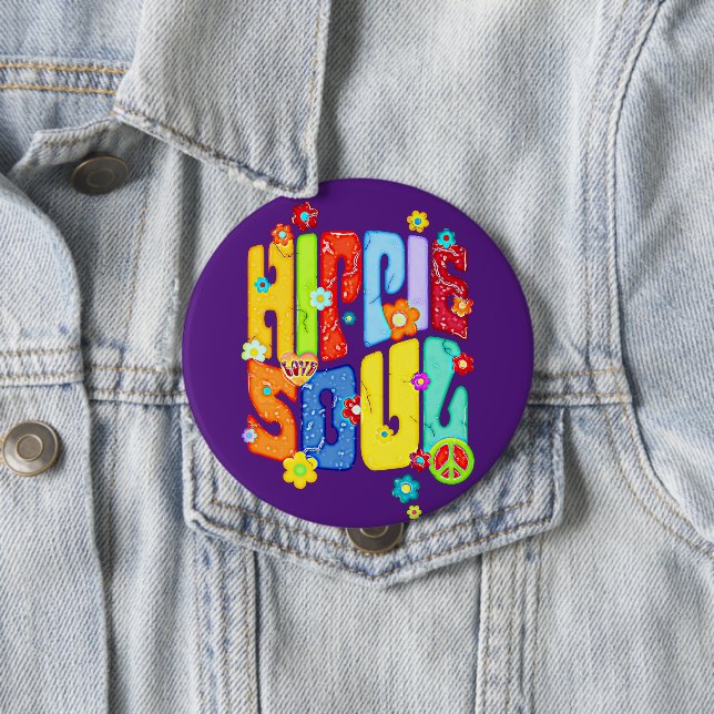 Funny Typography - HIPPIE SOUL 1 10 Cm Round Badge (In Situ)