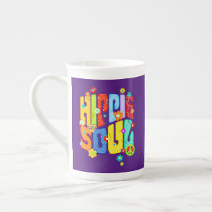 Funny Typography - HIPPIE SOUL 1 Bone China Mug