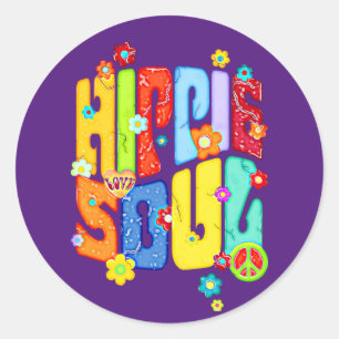 Funny Typography - HIPPIE SOUL 1 Classic Round Sticker