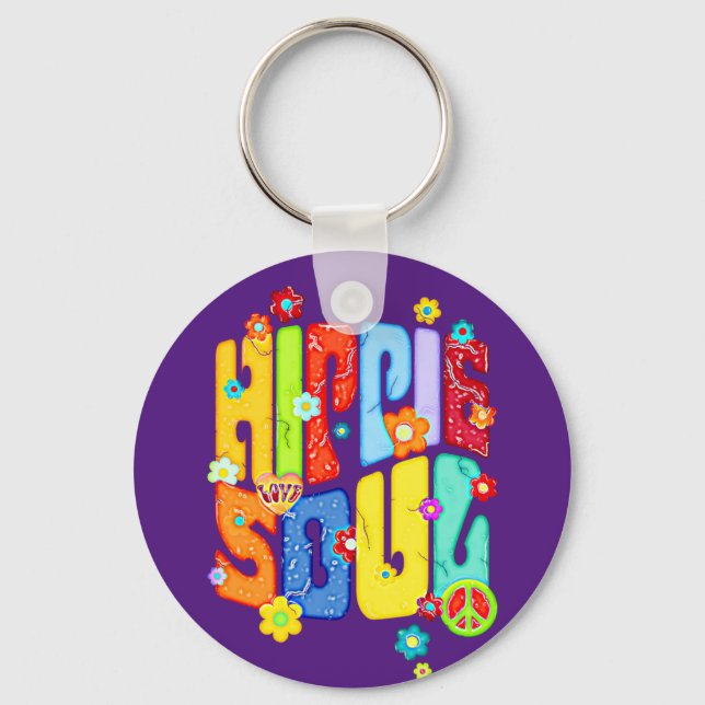 Funny Typography - HIPPIE SOUL 1 Key Ring (Front)