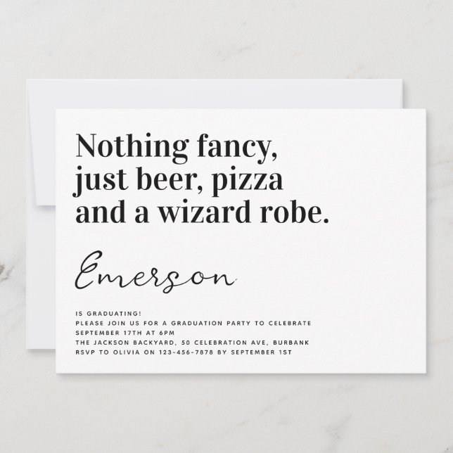 Funny Typography Nothing Fancy Grad Party Invitation (Front)