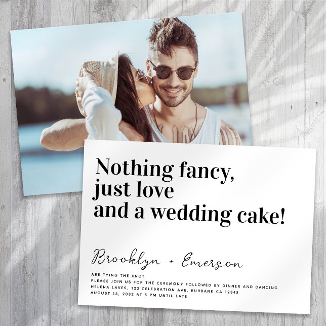 Funny Typography Nothing Fancy Photo Wedding Invitation (Creator Uploaded)