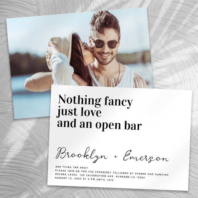Funny Typography Nothing Fancy Photo Wedding Invitation (Creator Uploaded)