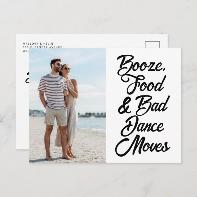 Funny Typography Photo Beach Wedding Save the Date Announcement Postcard (Front/Back)