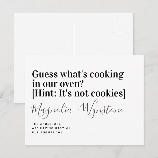 Funny Typography Pregnancy Announcement Postcard (Front/Back)