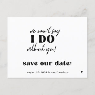 Funny typography quote wedding save the date announcement postcard