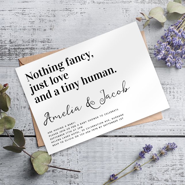 Funny Typography Tiny Human Couple's Baby Shower Invitation (Creator Uploaded)