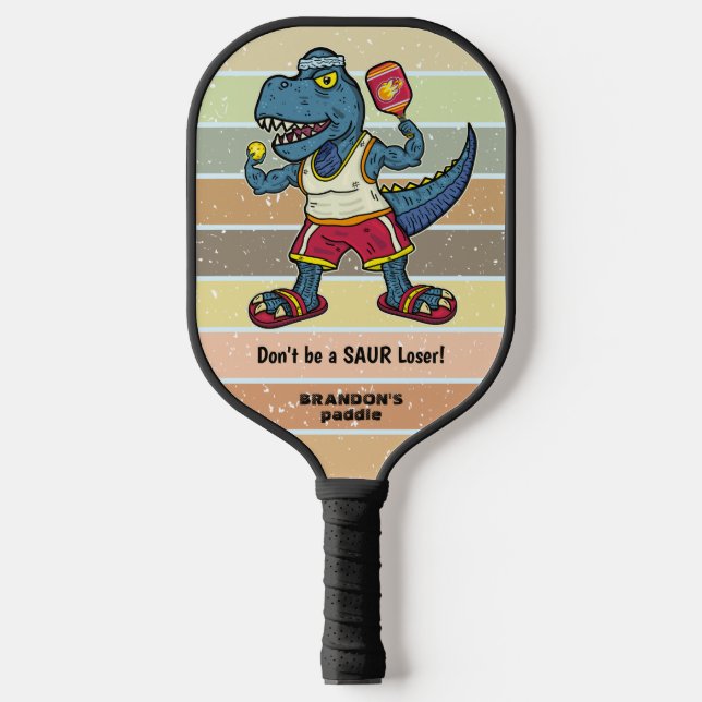 Funny Tyrannosaurus Rex Retro Saur Loser Custom Pickleball Paddle (Front)