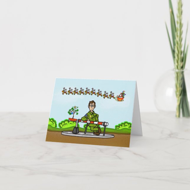 Funny U.S. Border Patrol Agent & Santa Sleigh Card (Front)