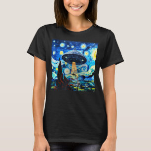 Funny UFO Abduction Alien Starry Night Art Out of  T-Shirt