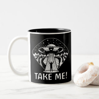 Funny UFO Alien Abduction Conspiracy Two-Tone Coffee Mug