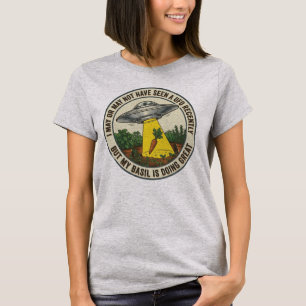 Funny UFO Alien Abduction Kitchen Basil Garden T-Shirt