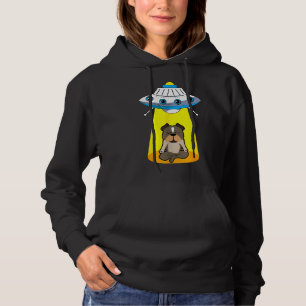 Funny Ufo Alien Capturing Pitbull Hoodie