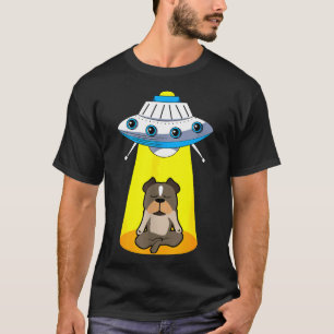 Funny Ufo Alien Capturing Pitbull T-Shirt