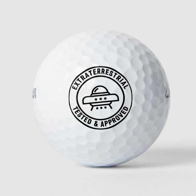 Funny UFO Alien Extraterrestrial Tested & Approved Golf Balls (Front)
