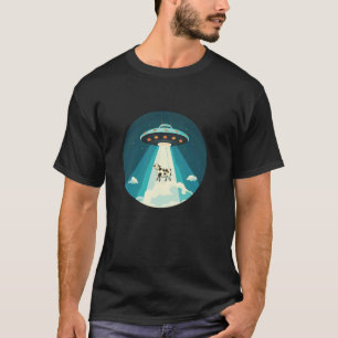 Funny UFO Beaming a Cow Up for Cosmic Laughter T-Shirt