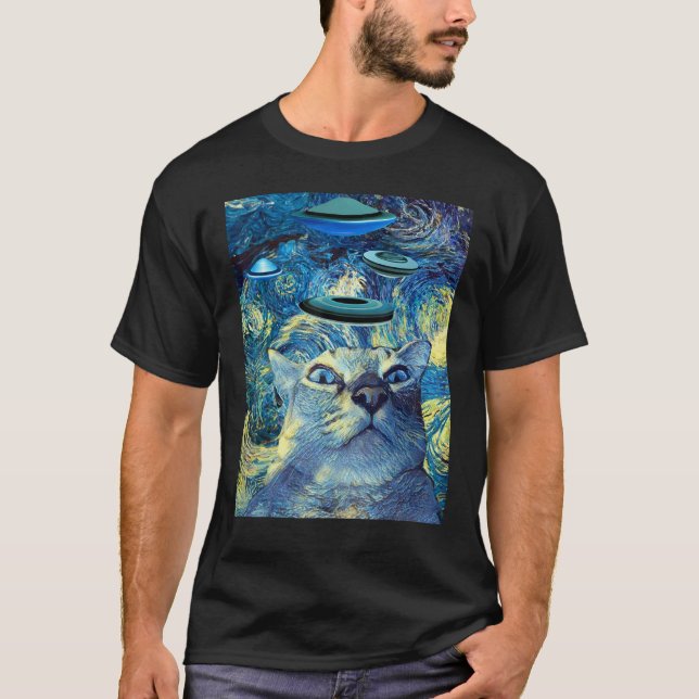 funny ufo cat T-Shirt (Front)