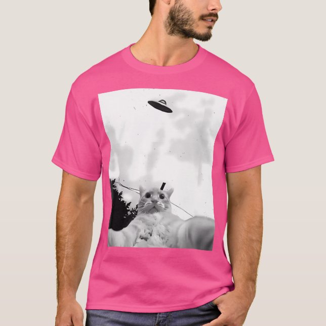Funny Ufo Cat T-Shirt (Front)