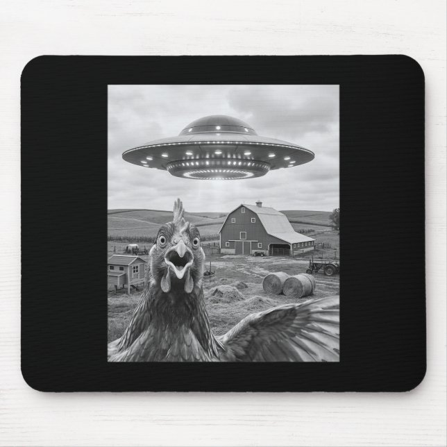 Funny Ufo Chicken Selfie Meme Encounter Alien In T Mouse Pad (Front)