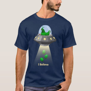 Funny UFO Green Chicken Egg Alien Abduction T-Shirt