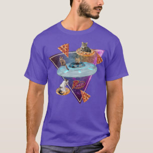 Funny UFO Space Pizza Galay Cat T-Shirt