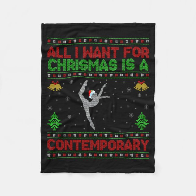 Funny Ugly All I Want For Christmas Is A Contemrar Fleece Blanket (Front)