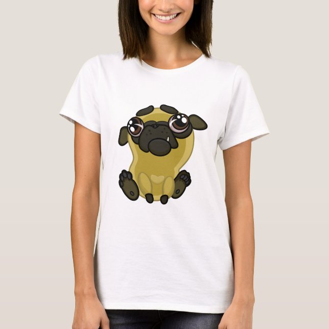 Funny Ugly Cartoon Dog Pug T-Shirt (Front)