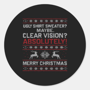 Funny Ugly Christmas Cataract Sweater Grandpa Gran Classic Round Sticker