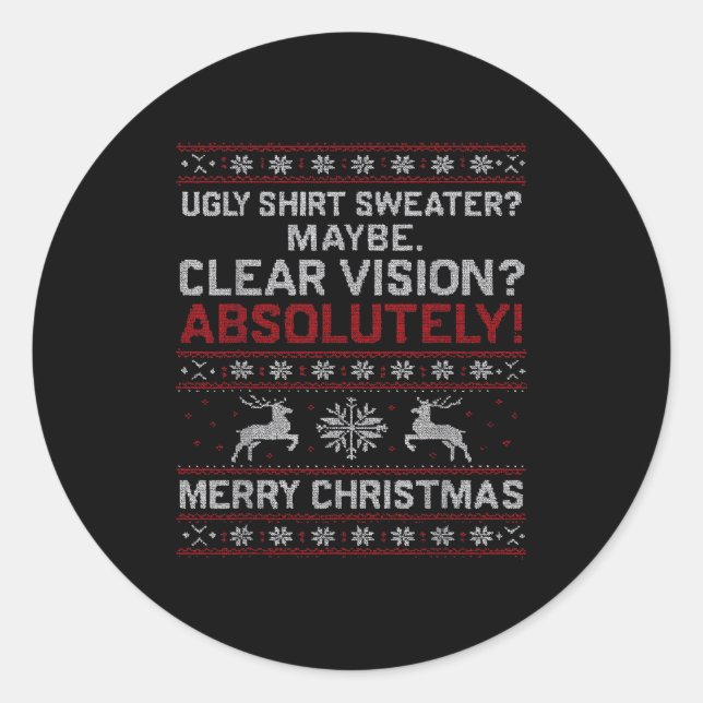 Funny Ugly Christmas Cataract Sweater Grandpa Gran Classic Round Sticker (Front)