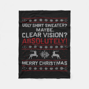 Funny Ugly Christmas Cataract Sweater Grandpa Gran Fleece Blanket