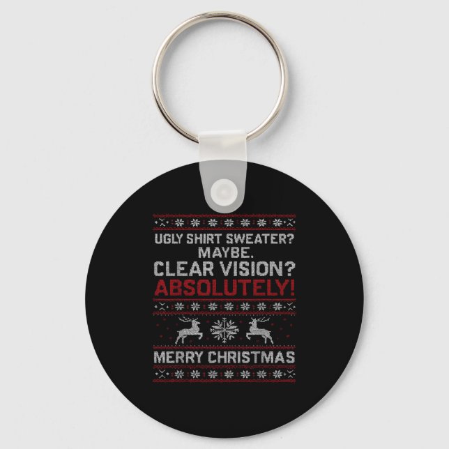 Funny Ugly Christmas Cataract Sweater Grandpa Gran Key Ring (Front)