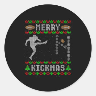 Funny Ugly Christmas Football Srt Team Kicker  Classic Round Sticker