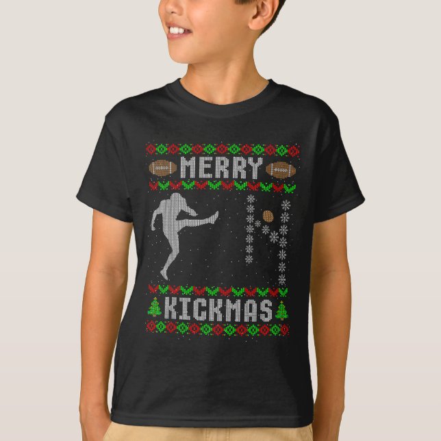Funny Ugly Christmas Football Srt Team Kicker  T-Shirt (Front)