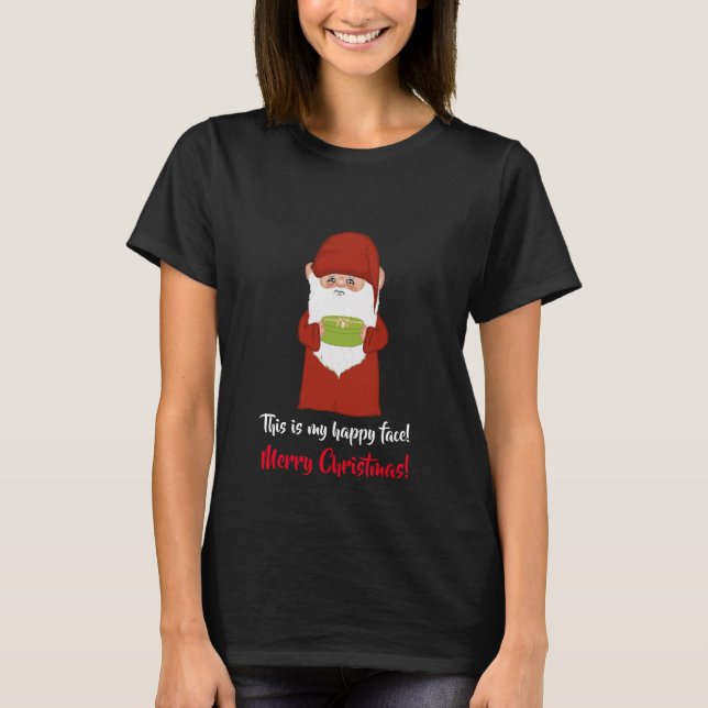 Funny Ugly Christmas Gnome Dressed in Red T-Shirt (Front)