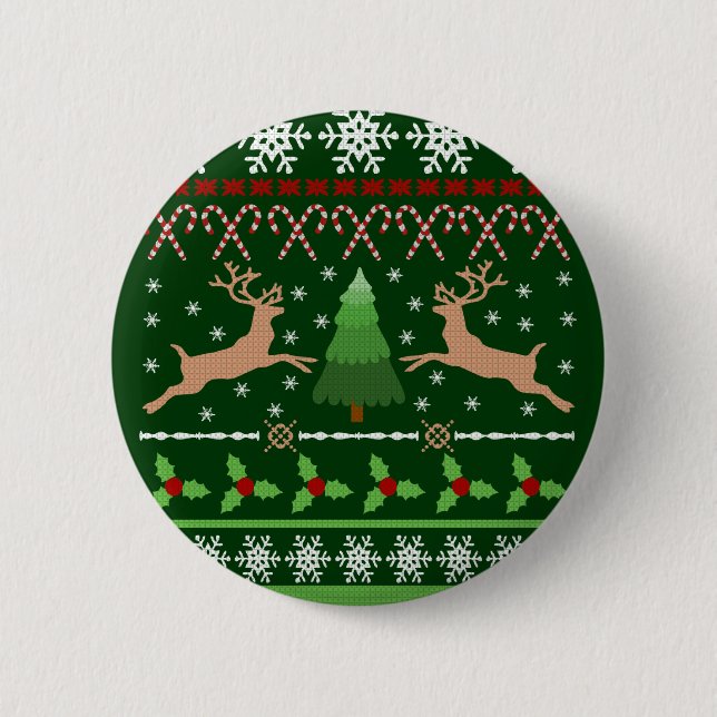 Funny Ugly Christmas Sweater 6 Cm Round Badge (Front)