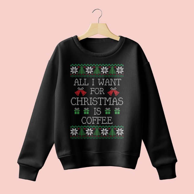 Funny Ugly Christmas Sweater Coffee Knit Script (Creator Uploaded)
