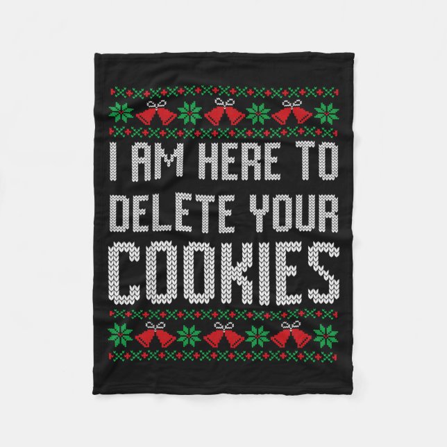 Funny Ugly Christmas Sweater Computer Geek Christm Fleece Blanket (Front)