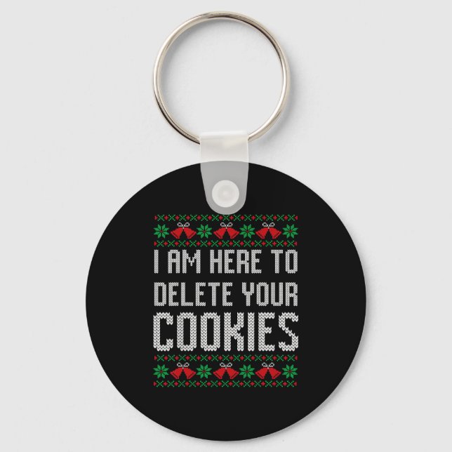 Funny Ugly Christmas Sweater Computer Geek Christm Key Ring (Front)