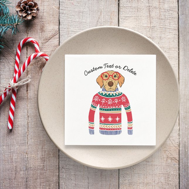 Funny Ugly Christmas Sweater, Dog Wearing Glasses Napkin (Creator Uploaded)