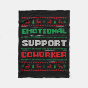 Funny Ugly Christmas Sweater Emotional Suprt Cowor Fleece Blanket