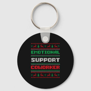 Funny Ugly Christmas Sweater Emotional Suprt Cowor Key Ring