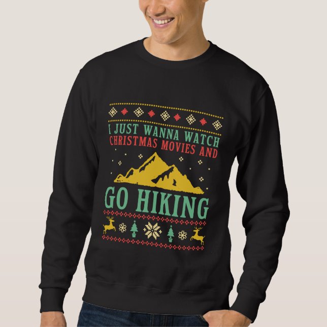 Funny Ugly Christmas Sweater Go Hiking Camping (Front)