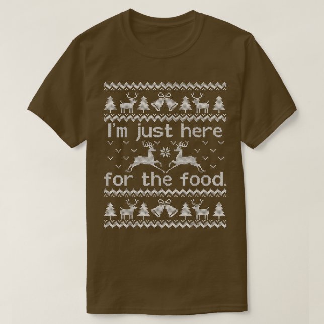 Funny Ugly Christmas Sweater Here For The Food  (Design Front)